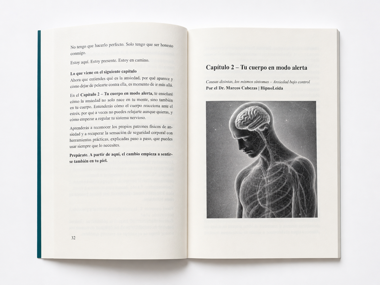 Interior del libro Ansiedad bajo control del Dr. Marcos Cabezas, capítulo 2 Tu cuerpo en modo alerta